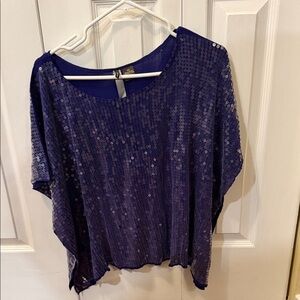 Elegant Midnight Blue Sequin Blouse